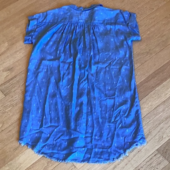 Thread+Supply lyocell blue chambray cap sleeve button front tunic dress size L - Picture 11 of 12
